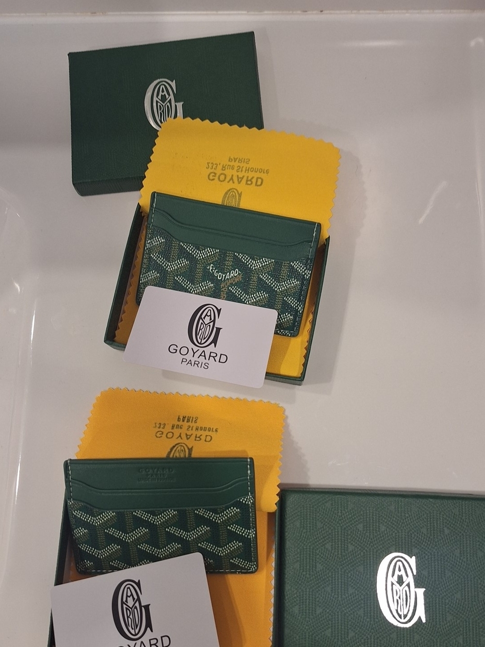 Goyard Green Goyardine Slim Card Holder